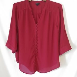 Torrid Sheer Top Size 1 Plus 1X Burgundy